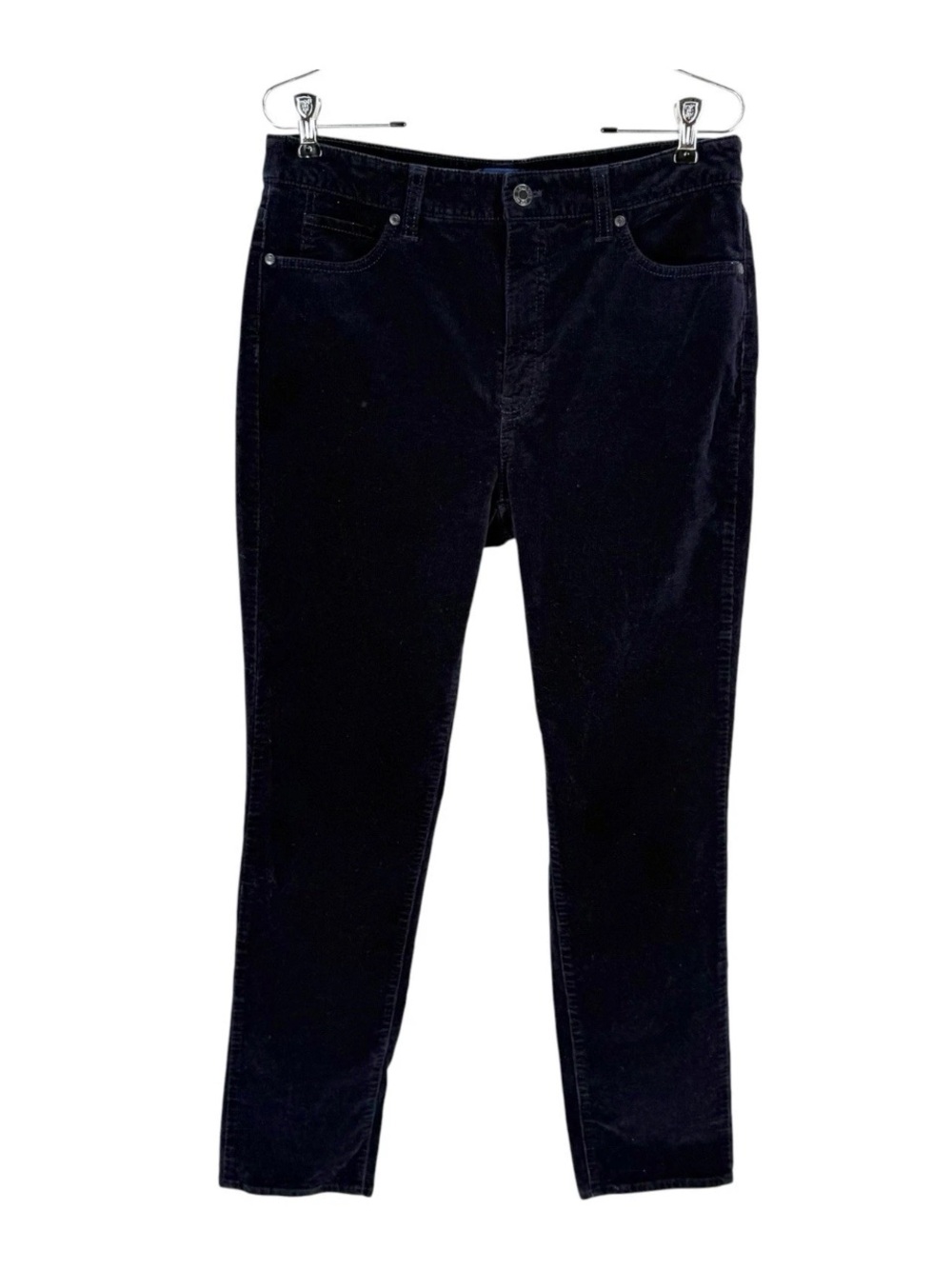 Talbots Corduroy Pants Womens Size 8 Navy Stretch Cotton Straight Leg High Waist